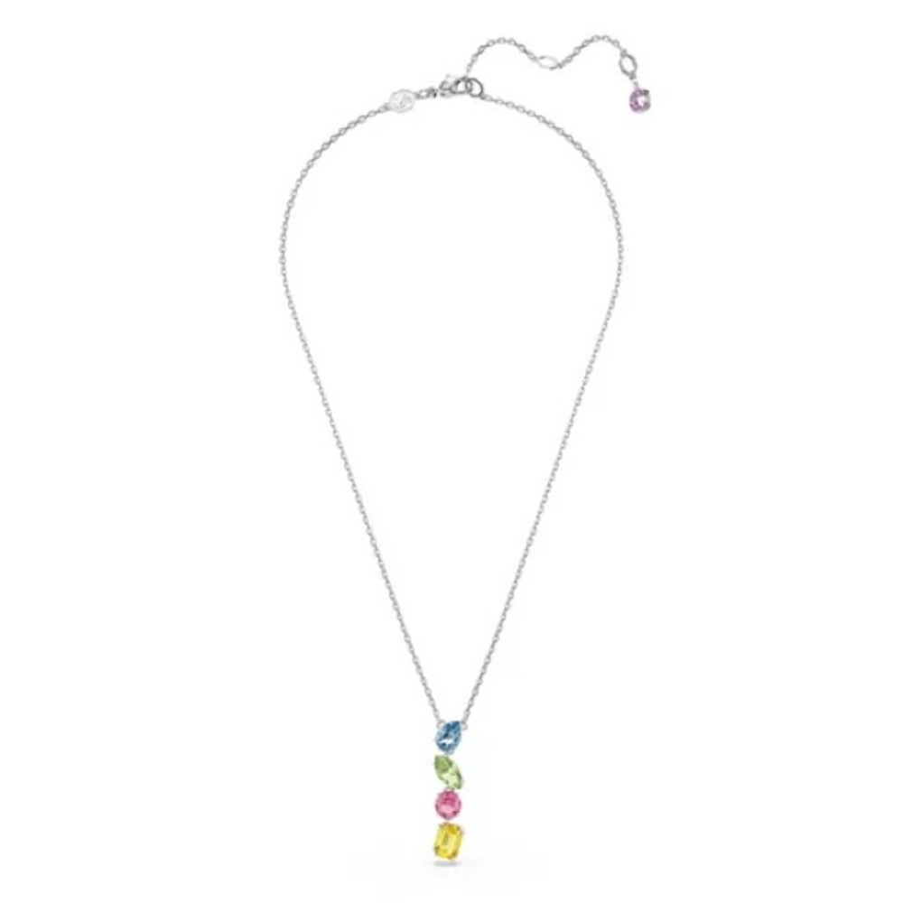 Gema Y pendant Mixed cuts, Multicolored, Rhodium plated